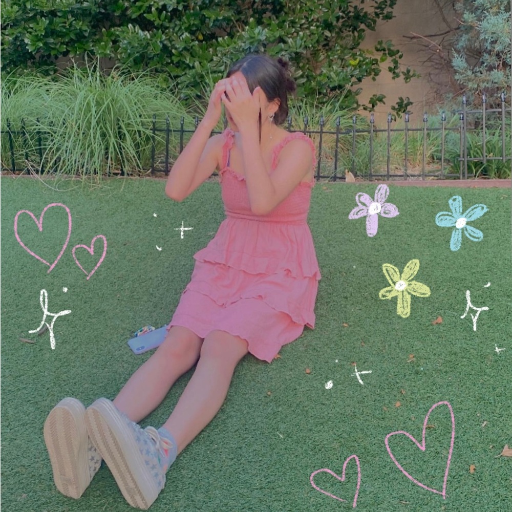 Lulus pink ruffle dress